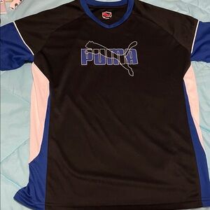 Puma  Boy's Black and Blue Athletic Shirt with Logo
